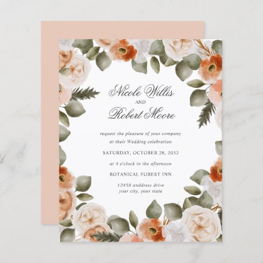 Begroting Oranje Ivory Sage green floral Wedding (Voorkant / Achterkant)