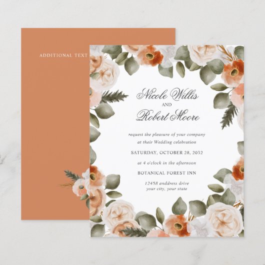Begroting Oranje Ivory Sage green floral Wedding (Voorkant / Achterkant)