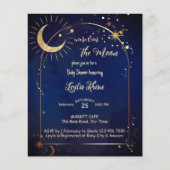 Begroting over de moonsternacht Baby shower invi (Voorkant)