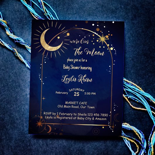 Begroting over de moonsternacht Baby shower invi
