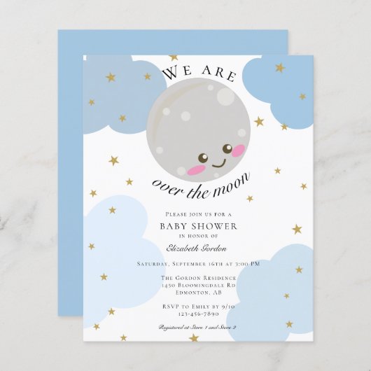 Begroting over het Baby shower Blauwe Kute Kawaii (Voorkant / Achterkant)