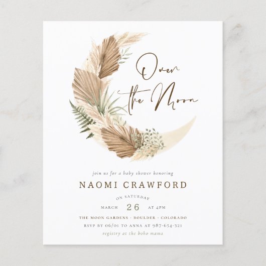 Begroting over het Baby shower van Moon Boho Palm (Voorkant)