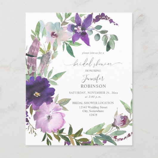 Begroting Paars Lavender Violet Floral Vrijgezelle Flyer (Voorkant)