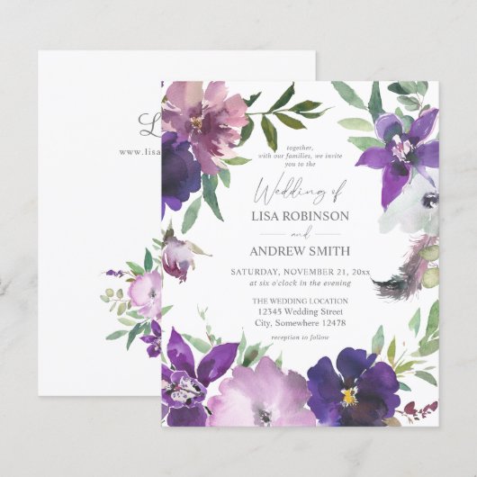 Begroting Paars - Lavender & Violet Floral Wedding (Voorkant / Achterkant)