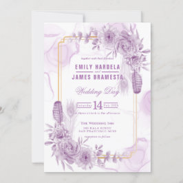 Begroting Paars Waterverf Elegant Floral Kaart