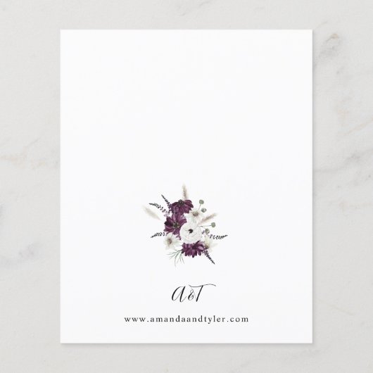 Begroting Paarse en witte Floral bruiloft Flyer (Achterkant)