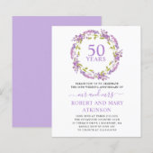 Begroting Paarse Floral 50e Jubileum Uitnodiging (Voorkant / Achterkant)