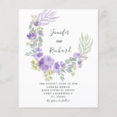 Begroting Paarse Floral & Eucalyptus Wedding Invit (Voorkant)