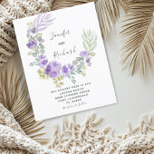 Begroting Paarse Floral & Eucalyptus Wedding Invit