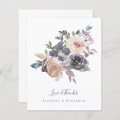 Begroting Paarse Floral Waterverf Weddenschap Hart (Voorkant / Achterkant)