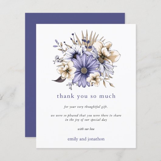 Begroting Paarse Lila Florals Weddenschap Hartelij (Voorkant / Achterkant)