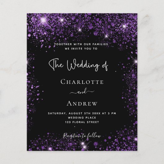 Begroting paarse uitnodiging voor een zwarte bruin (Voorkant)