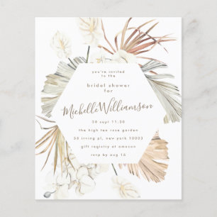 BEGROTING   Pampas Boho Desert Wedding Vrijgezelle Flyer
