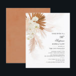 Begroting Pampas Grass 60th Birthday Party Uitnodi<br><div class="desc">De verbrande Oranje Pampas Grass 60th Birthday Party Invitation met woestijnpalmen botanisch met moderne typografie en lay-out op witte achtergrond. U kunt deze kaart voor andere speciale gebeurtenissen volledig aanpassen door op de knop "Personaliseren" te klikken om het jaar,  de indeling,  de tekstkleur en nog veel meer te wijzigen.</div>