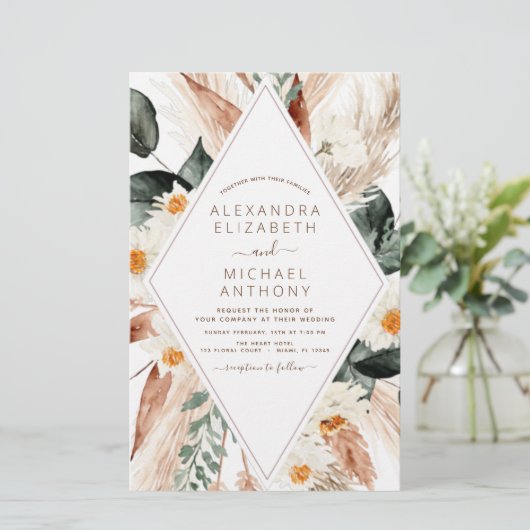 Begroting Pampas Grass Boho Eucalyptus Weddenschap (Staand voorkant)