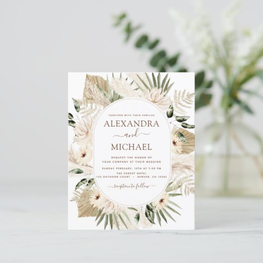 Begroting Pampas Grass Boho Eucalyptus Weddenschap (Staand voorkant)