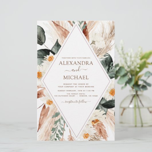 Begroting Pampas Grass Boho Eucalyptus Weddenschap (Staand voorkant)