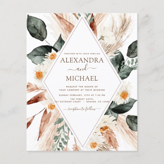 Begroting Pampas Grass Boho Eucalyptus Weddenschap (Voorkant)