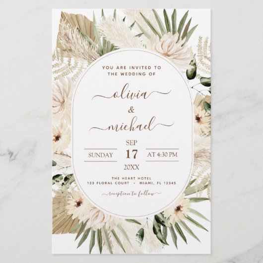 Begroting Pampas Grass Boho Eucalyptus Weddenschap (Voorkant)