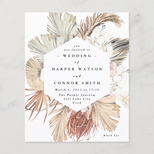 Begroting Pampas Grass Floral Tropisch Oerwoud Flyer (Voorkant)