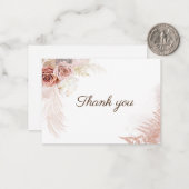 Begroting Pampas Grass Floral Weddenschap Hartelij Notitiekaartje (Voorkant / Achterkant in situ)