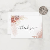 Begroting Pampas Grass Terracotta Weddenschap Hart Notitiekaartje (Voorkant / Achterkant in situ)