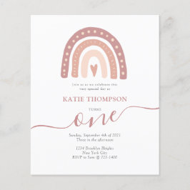 Begroting Pastel Pink Rainbow Boho First Birthday