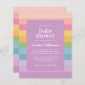 Begroting Pastel Stripe Rainbow Paars Baby shower (Voorkant / Achterkant)