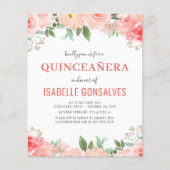 Begroting Peach QUINCEAÑERA Birthday Coral Invitat Flyer (Voorkant)