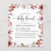Begroting persroze Florals Baby Brunch Uitnodiging (Voorkant)
