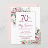 Begroting Pink Floral 70e verjaardag uitnodiging (Voorkant / Achterkant)