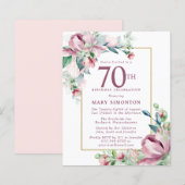 Begroting Pink Floral 70e verjaardag uitnodiging (Voorkant / Achterkant)