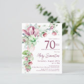 Begroting Pink Floral 70e verjaardag uitnodiging (Staand voorkant)