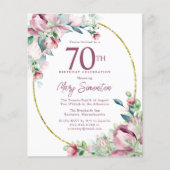 Begroting Pink Floral 70e verjaardag uitnodiging (Voorkant)