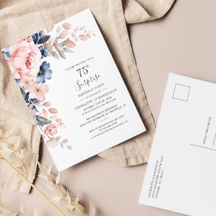 Begroting Pink Floral 75e verjaardag uitnodiging