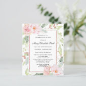 Begroting Pink Floral Celebration of Life Invitati (Staand voorkant)