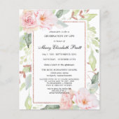 Begroting Pink Floral Celebration of Life Invitati (Voorkant)
