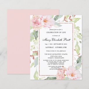 Begroting Pink Floral Celebration of Life Invitati