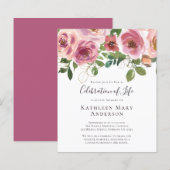 Begroting Pink Floral Celebration of Life Invitati (Voorkant / Achterkant)