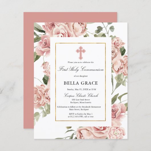 Begroting Pink Floral Eerste Heilige Communauteit (Voorkant / Achterkant)