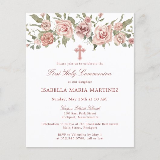 Begroting Pink Floral Eerste Heilige Communauteit Flyer (Voorkant)