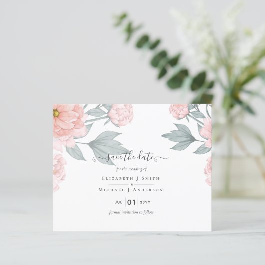 BEGROTING Pink Sage Peach Weddenschap (Staand voorkant)