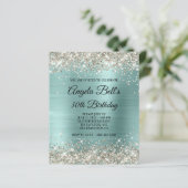 Begroting Platinum Glitter Bleek Turquoise Uitnodi (Staand voorkant)