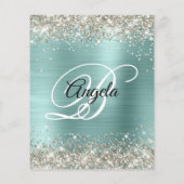 Begroting Platinum Glitter Bleek Turquoise Uitnodi (Achterkant)