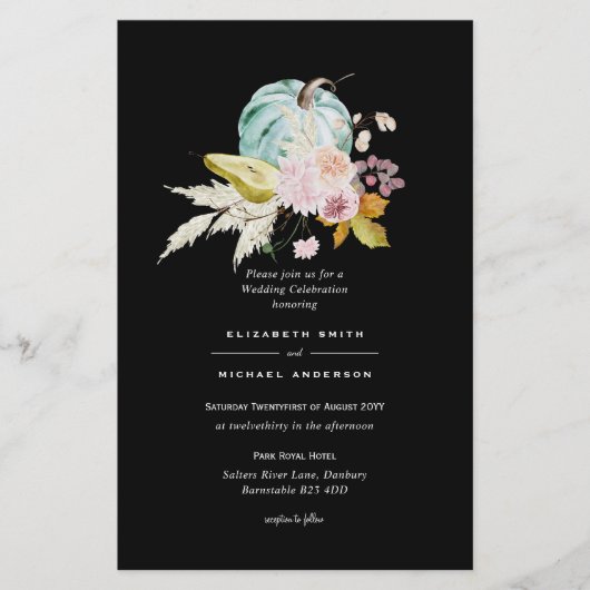 BEGROTING Pompoen HERFST Dankdag Trouw Uitnodiging (Voorkant)