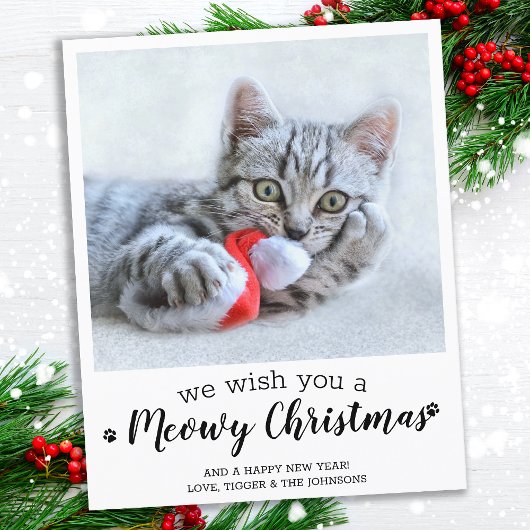 Begroting prettige kerst van de Kat Pet-fotokaart