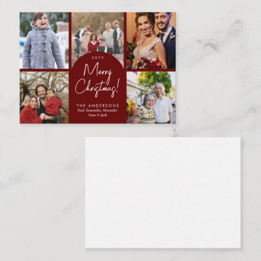 Begroting prettige kerstfeestdag 5 serie foto's notitiekaartje (Voorkant / Achterkant)