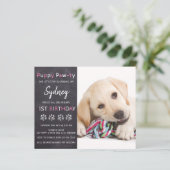 Begroting Puppy Pawty Chalkboard Pink Dog Birthday (Staand voorkant)