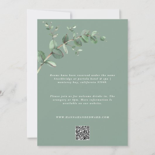 Begroting QR-code Waterverf Eucalyptus groen Kaart (Achterkant)
