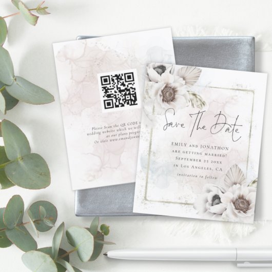 Begroting QR Floral Waterverf Wedding Save the Dat